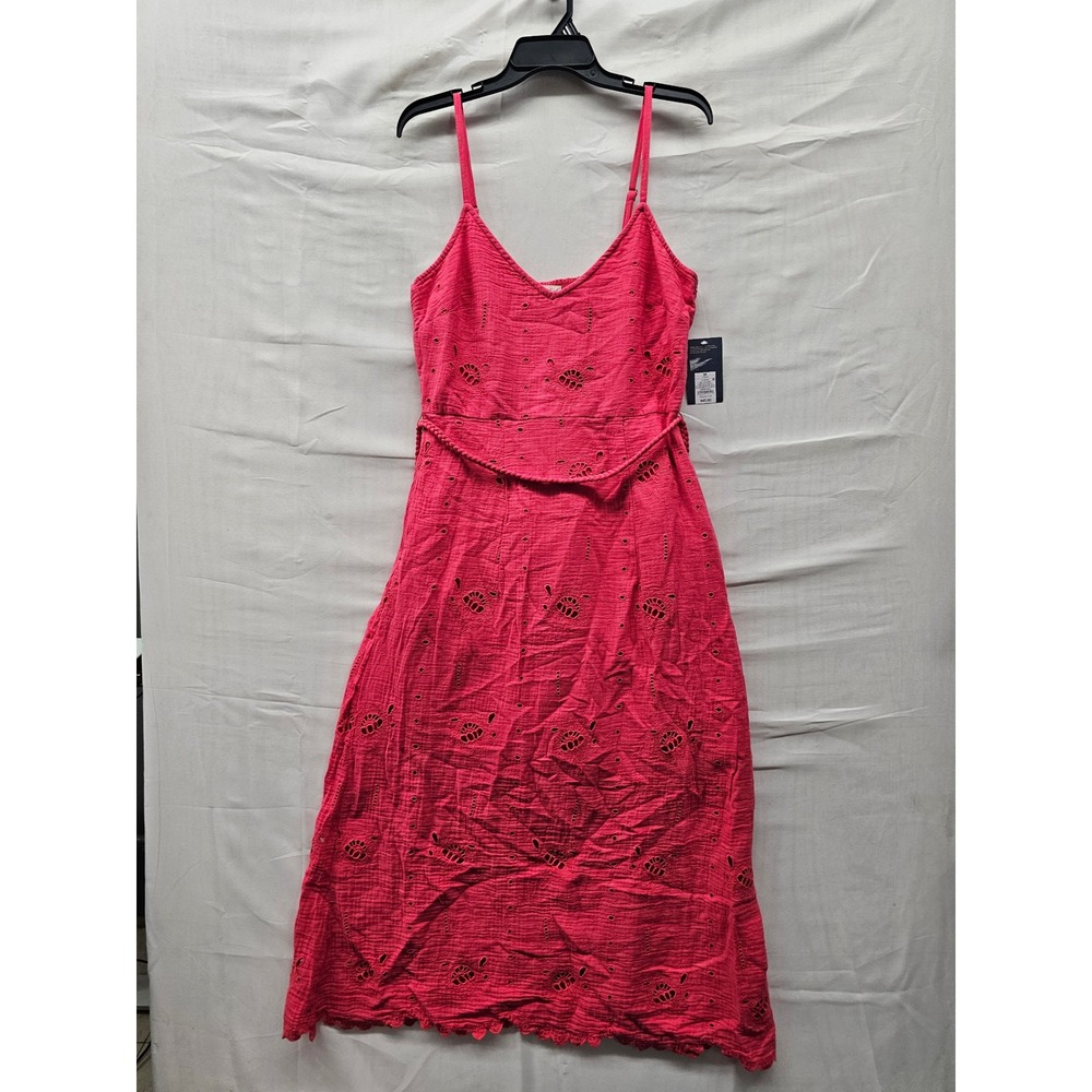 Universal Thread Womens Eyelet Midi Dress Red Cotton Casual Size Medium